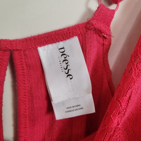 Deesse Addition Elle Pink Lace Tank Top Loungewear Sleepwear PJs Lingerie 1x - Picture 7 of 9